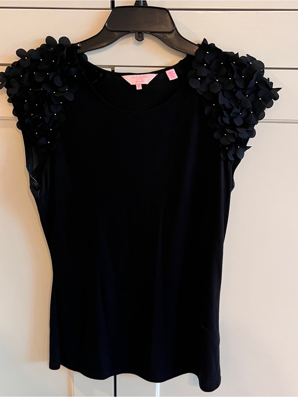 Ted Baker black floral cap-sleeve top-size 2